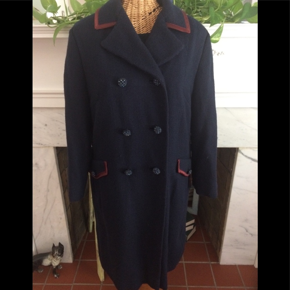 Vintage Bromleigh Navy Blue Wool Coat